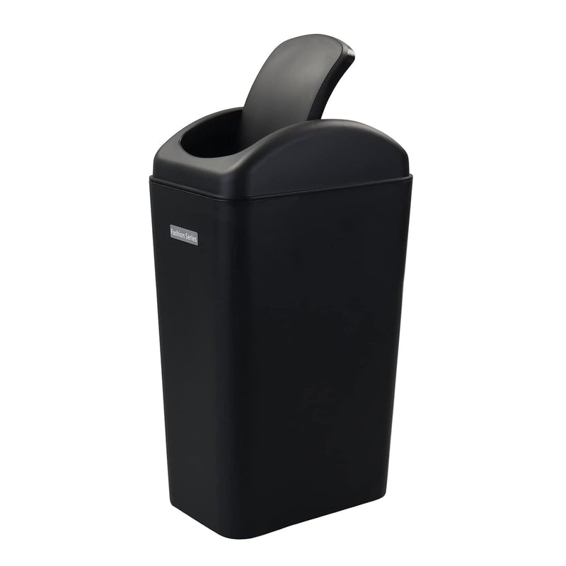 Black Plastic Swing Trash Can, Small Slim Trash Bins, 3.5 Gallons