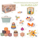 Montessoriii Toys For 1 Year Old,Baby Toys 6-12 Months,Stacking Building Blocks & Soft Infant Teething & Matching Eggs For Toddlers 6-9-12 Months,Baby Boys&Girls Gifts(7 In 1)