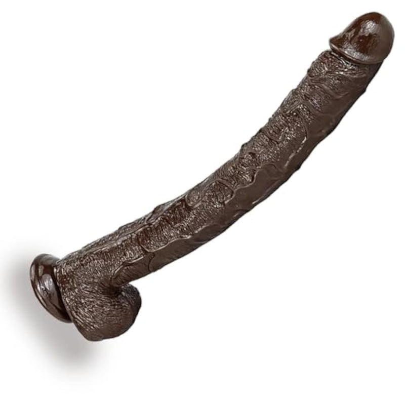 Flexible Silicone Dildo With Balls For Women, Men Oversize Dildo With Suction Cup - Hands-Free Play Body-Safe Dildos For Couples - Adult Sex Toy For Vagina Or Anal Stimulation
