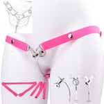 Sm Chastity Devices With Auxiliary Strap, Flat Chastity Cage Belt, Chastity Locked Cock Cage Penis Ring, Male Penis Bondage Chastity Belt, Men Cock Restraints Extreme Adult Sex Toys (Pink)