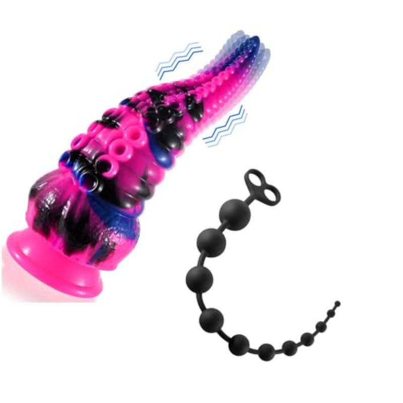 Tentacle Realistic Dildo G Spot Vibrator + 22Inch Super Long Anal Beads