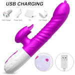 Thrusting Vibrator G Spot Couple Vibrators Rabbit Vibrator Adult Sex Toys For Women Dual Stimulation Sex Toys With 10 Vibration Mode Intelligent Heating Pleasure Tools For Female Couples Games