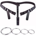 Anti-Off Male Chastity Cage Devices Elastic Band Penis Cage Accessories, Adjustable Auxiliary Belt With 4 Size Cock Rings Sex Toy Underwear For Men (Adjustable Belt With 4 Size Ring)