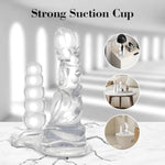 Monster Double Dildo,7.4 In Knot Dildo And 5.3 In Anal Beads,Clear Dildo With Strong Suction Cup,Adult Sex Toys For Women Men Lesbian