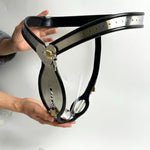 Stainless Steel Male Invisible Chastity Belt Penis Cage Locking Pants Cock Cage Device Bdsm Bondage Sex Toys (Black, 90-120Cm)