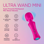 Mini Ultra Wand Vibrator Sex Toy - Travel-Size Silicone Adult Toy With Flexible Head & Internal Vibration Dampener To Prevent Hand Vibrating - 10 Patterns, Boost Mode, 100% Waterproof (Mini, Pink)