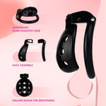 Black Male Chastity Cage Breathable Cock Cage Smooth Small Bondage Chastity Devices Sissy Chasity Cage Sex Toy With 4 Rings (Black)