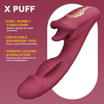 X-Puff Inflatable G Spot Vibrator, Powerful Tongue Vibrators Adult Sex Toys with 9 Licking Rotation & 9 Inflating Vibration Modes, Waterproof Silicone Female Sex Toy Dildos for Women Couples