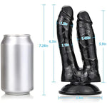 Realistic Penis Double-Ended Dildo G-Spot Stimulation With Suction Cup Double Dong Dildo Women Pleasure Wands Adult Sex Toys For Vaginal Anal Play (Black)