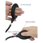 Silicone Cock Ring For Male Inflate Expand Penile Ring With Press To Inflate Chastity Training Erection Cock Rings Scrotal Restraint Ring Delay Exercise Device Sex Toys For Couples (Black)