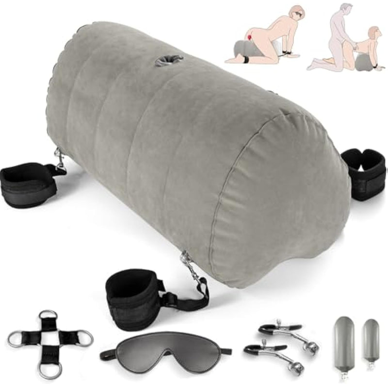 Sex-Pillow-Bdsm-Toys,Upsize Sex Furniture For Bedroom Inflatable Dildo Sex Wedge With Sex Cuffs Cross Strap Nipple Clamps Sex Blindfold,Adult Couples Sex Toys