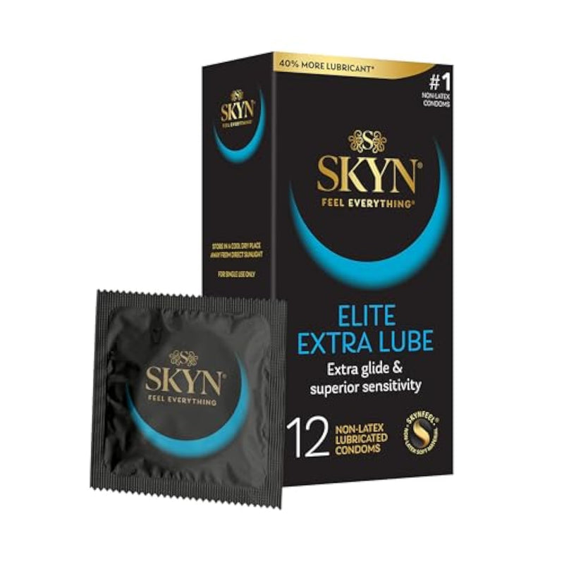 Elite Extra Lube, Ultra-Thin, Lubricated Latex-Free Condoms, Ultra-Silky Lubrication For Maximum Comfort?, 12 Count (Pack Of 1)(Packaging May Vary)