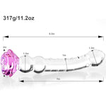 8.3 Inch Butt Plug Glass Dildo Sex Toy With Progressive Anal Beads,Rose Crystal Butt Plug Stimulator,Adult Sex Toys And Games G-Spot Beaded Prostate Massager Sex Toy For Men And Women Couples Pleasure