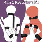 Bdsm Restraints Kit Neck To Wrist Restraints Behind Back Handcuffs Sm Sex Toy With Comfortable And Durable Ball Gags Choker And Adjustable Handcuffs Adult Sex Toy (Black)