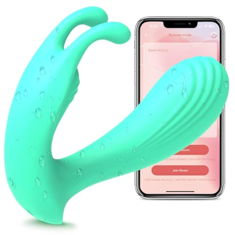 App Remote Control Sex Toy Clitoral G-Spot Panty Vibrator For Women 4 In1 Dual Vibrating Wearable Couple Play Sexual Toys With 10 Vibrations Internal Adult Sex Toys For Female (Cyan)