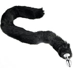 Butt Plug With Smooth Long Fox Tail Anal Sex Toys Role Play Flirting Animal Tail For Couple Black (M)