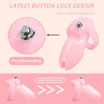 Ht-V5 Male Chastity Device Leightweight Chastity Cage Resin Ergonomic Breathable Chastity Devices With Latest Button Lock And Exclusive Keys Maxi (1.42" Ring(36Mm), Pink)