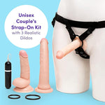Lifelike Lover Strap On Dildo Kit - Includes 6 Inch Vibrating Dildo - 8 Inch Realistic - 6 In Slimline Anal Massager - 3 O-Rings & Adjustable Harness - Flesh Pink