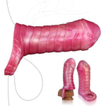 6.1 Inch Ejaculation Delay Big Enlargement Penis Sleeve, Pink Soft Silicone Monster Dildo Grith Extender Sleeve With Penis Ring For Men Couples (Pink)