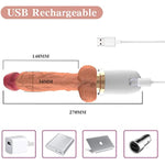 Silicone Automatic Thrusting Dildo with Wireless Remote, 10 Vibration Modes & 3 Telescopic Modes and Heating Skin