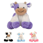 Cow Stuffed Animal Plush Toy, 8" Adorable Plush Cow Toy Soft Realistic Cow Plushie For Boys Girls Kids Teens, Purple And White