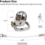 Small Male Chastity Device with Silicone Catheter and Spike Ring for Penis Exercise and Abstinence