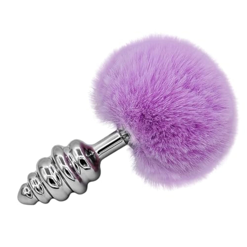 Rabbit Tail Anal Plug, Metal Spiral Buttplug, Anal Sex Toys For Beginners And Advanced Users,Plug Anal For Couples,Anal Toys For Dress Up Party (Large Purple), Pink