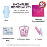 Menstrual Kit All-in-One 10 Pack | Convenience on the Go | Period Kit Pack for Travelling, Tweens & Teenagers or just When You’re Out | Individually Wrapped Feminine Hygiene Product (Pink)