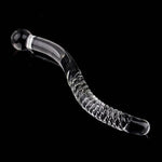 Glass Dildo Crystal Double-Ended Penis Pleasure Wand Crystal Glass Wand Dildo S Shape-Curved Dildo Anal Butt Plug For G-Spot Stimulation