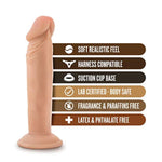 Blush Dr. Skin Dr. Small 6.5" Realistic Vanilla Dildo, Soft Lifelike Texture Cock - Suction Cup, Strap-On Compatible, Beginner Anal, Vaginal, Roleplay Adult Sex Toy For Women, Couples, Men - (Beige)