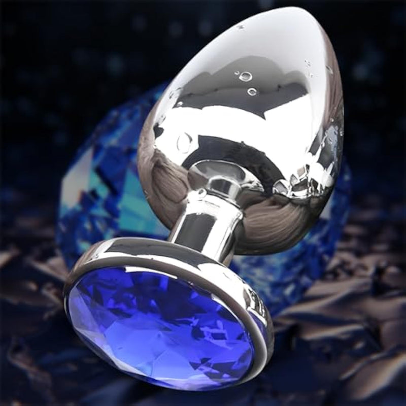 Deluxe Metal Anal Plug, Graceful Waterdrop Contour With Lustrous Blue Gemstone Accent - Durable, Body-Safe & Aesthetically Pleasing For Elevated Intimate Experience