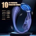 Adult Toy Penis Trainer Vibrator, 4 In1 Cock Ring Stimulators With 10 Vibration, Male Masturbator Glans Scrotum Anal Butt Prostate Massager Sex Toys For Men Couples