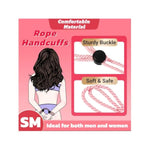 Rope Handcuffs Bdsm Bondage Restraints Ankle Cuffs Sex Toys Adjustable Cotton Rope Wrist Straps Sm Game Adult Play For Couple (Pink)