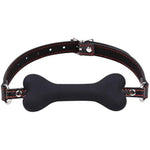 Mouth Bite Ball Gag Bondage Pet Bone Bite Pu Leather Straps Bdsm Restraints Sex Toys (Black)