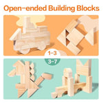 Large Wooden Building Blocks Set - Educational Preschool Learning Toys With Wooden Storage Box, Toddler Blocks Building And Stacking Toys For 3+ Year Old Boy And Girl Gifts