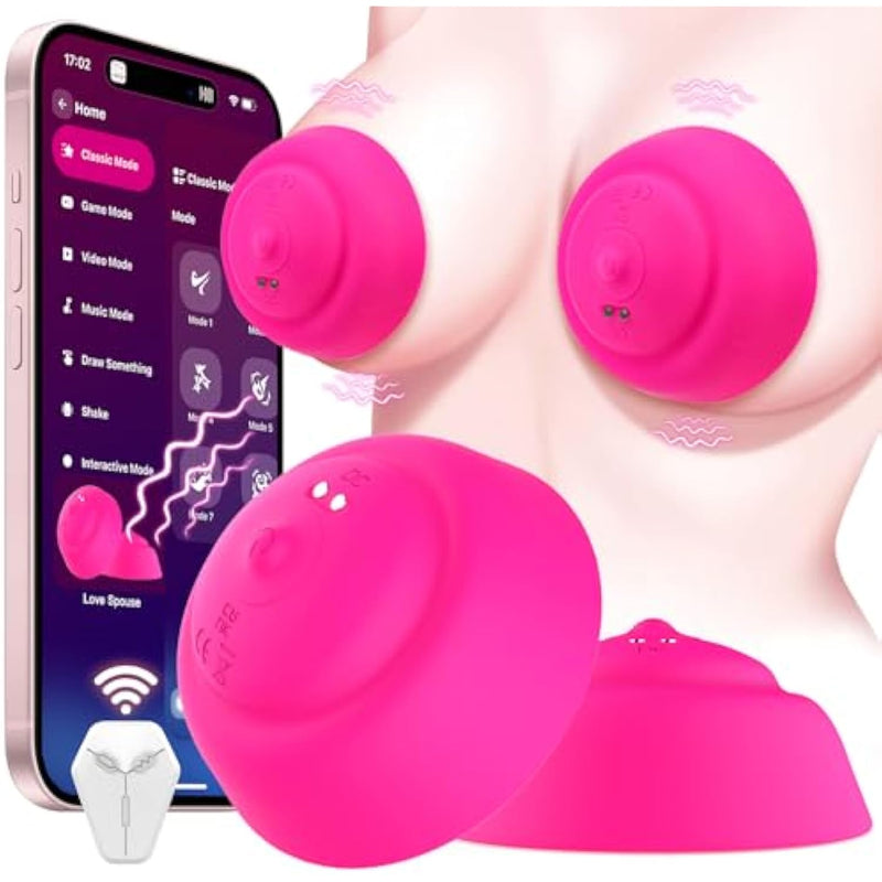 Nipple Toy Vibrator For Women With Remote Control, Wireless Nipple Clamps Sucking With 10 Vibrating Modes, App Remote Control Nipple Toys For Women Couples, Adult Sex Toys For Couples
