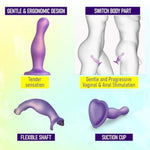 Large Metallic Purple Curved Silicone Anal Plug for Men and Women