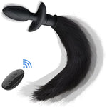 Vibrating Anal Foxtail Plug Remote Control Vibrator Butt Plug Anal Sex Toy For Men Women Couples Black