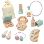 Wooden Makeup Toy Set Pretend Makeup For Toddlers 3-5 With Stickers/ Headscarf/ Mirror/ Perfume/ Powder/Bag, Wooden Makeup Kit Wooden Makeup Toy Set For Girls Birthday Gifts For Kids