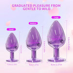 Sex Toys Anal Butt Plug, 3Pcs Adlut Toys Safety Metal Butt Plug Sexy Toy with Crystal Diamond Anal Sex Toy for Men Adult Sex Toys & Games (Purple)