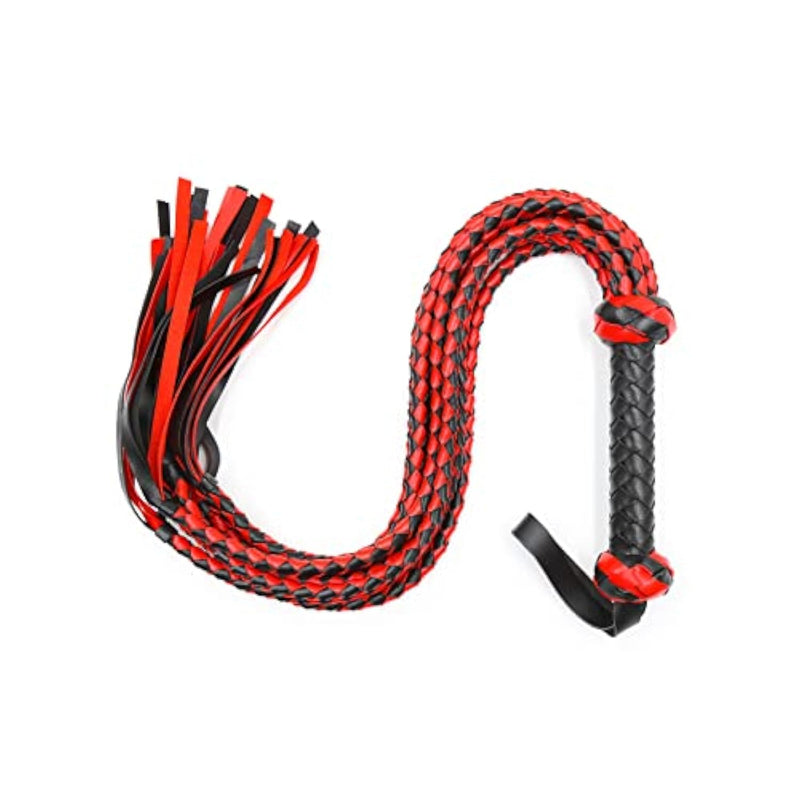 Spanking Flogger For Adults, 31.5Inch Faux Leather Whips For Bdsm Sex Play, Black And Red