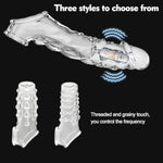 Penis Sleeve Reusable And Vibrator Set - 4 In 1 3.15 Inch Clear Penis Extender,10 Vibration Modes 3 Styles, Waterproof Super Soft Tpe, Cock Sleeve For Men And Women Couples Enlargement Sex Toys