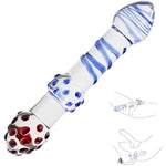 Double-Ended Dildo Glass Anal Dildo G-Spot Prostate Massage Butt Plug Masturbation Sex Toys Crystal Pleasure Wand 3D Swirl Texture Mushroom Tip Particles Penis Dong For Men Women And Couples
