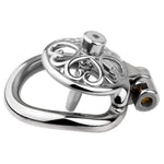 Male Chastity Cage With Catheter And Urine Tray Steel Cock Cage With Heart Shaped Cage Body And Curved Rings Sex Toys Metal Chastity Device With Concealed Lock For Man Penis Restraints (1.96In,A)