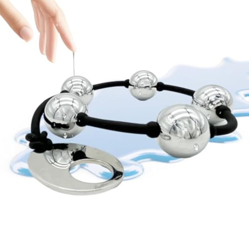 Metal Anal Beads Anal Butt Plug With 5 Anal Balls Anal Beeds Dilator With Pull Ring Prostate Massager Sm Fetish Weight Vaginal Balls Trainer Anal Toys Sex Games For Men Women Couples Sexual Pleasure