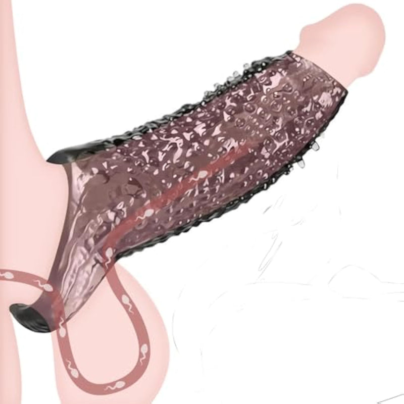 Penis Sleeve With Locking Ring – Realistic 2.4" Penis Extender & Enlarger For Men, Ultra-Soft Thickened Cock Sleeve, Durable Ring For Longer-Lasting Pleasure, Black