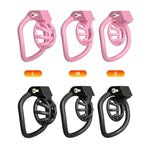 Lightweight Male Chastity Cage Sex Toys Cock Cage Contains 4 Different Curved Rings Chastity Device With Invisible Lock To Punish Man'S Penis Hollowed Out And Breathable Resin Penis Cage (L,Pink)