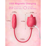 Rose Sex Stimulator For Women,4 In1 Sex Toys,Vibrator Dildo With 9 Tapping & 9 Thrusting,Tongue Licking Anal Adult Women Sex Toy For Clit Nipple Licker G Spot Stimulation For Couples (Red)