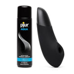 Enhance Black 2 In 1 Clitoral Suction Personal Massager & Vibrator And Pjur Aqua Water Based Personal Lubricant 3.4 Fl Oz - Couples Sex Toys Bundle