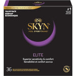 Elite – 36 Count – Ultra-Thin, Lubricated Latex-Free Condoms & Extra Studded Condoms Non-Latex Ultra Thin Natural Feel With Feel Technology 22 Count Box